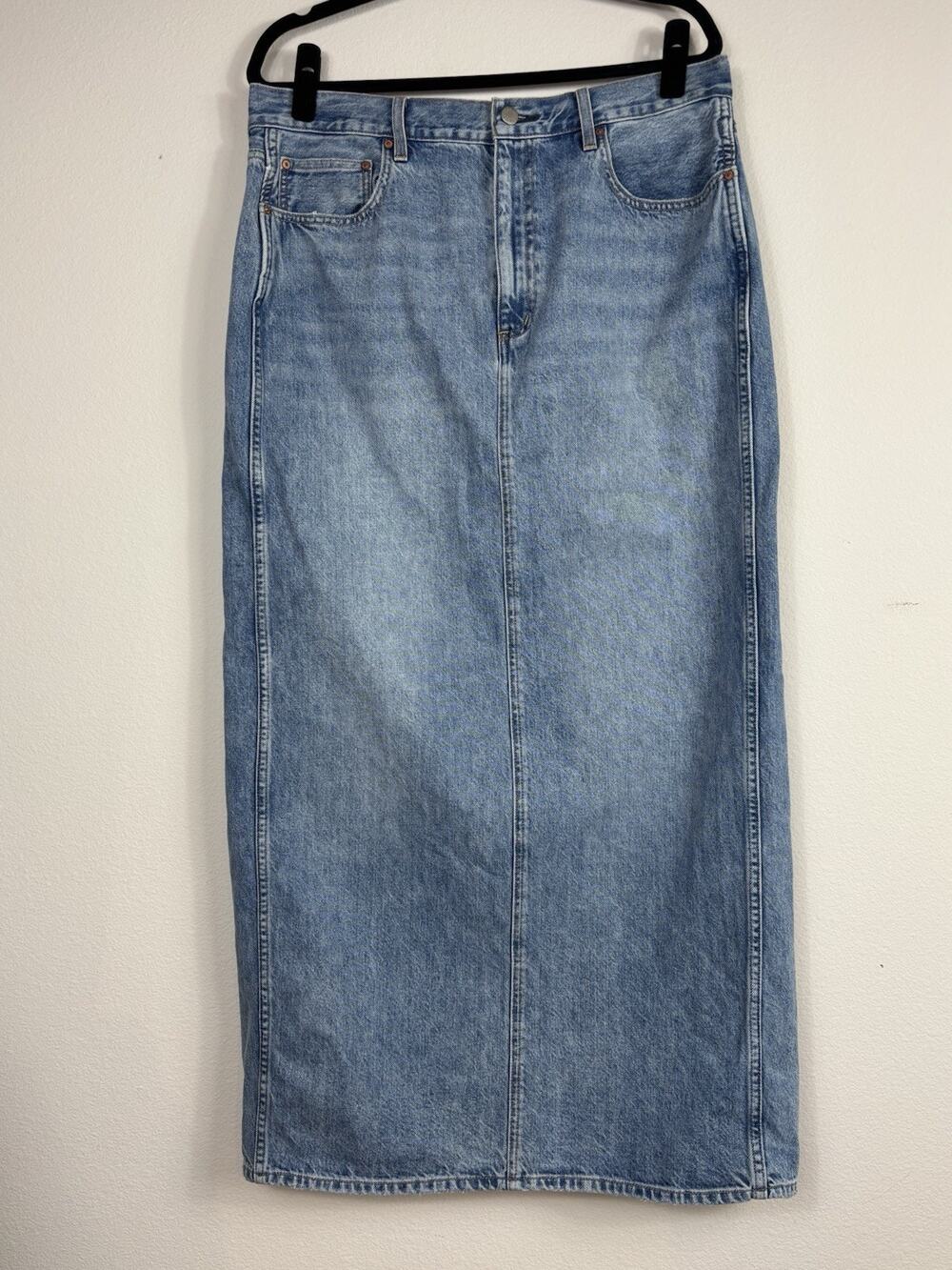 Aritzia Denim Forum '90s Pencil Maxi Jean Skirt Size 32 Light Wash Denim Long